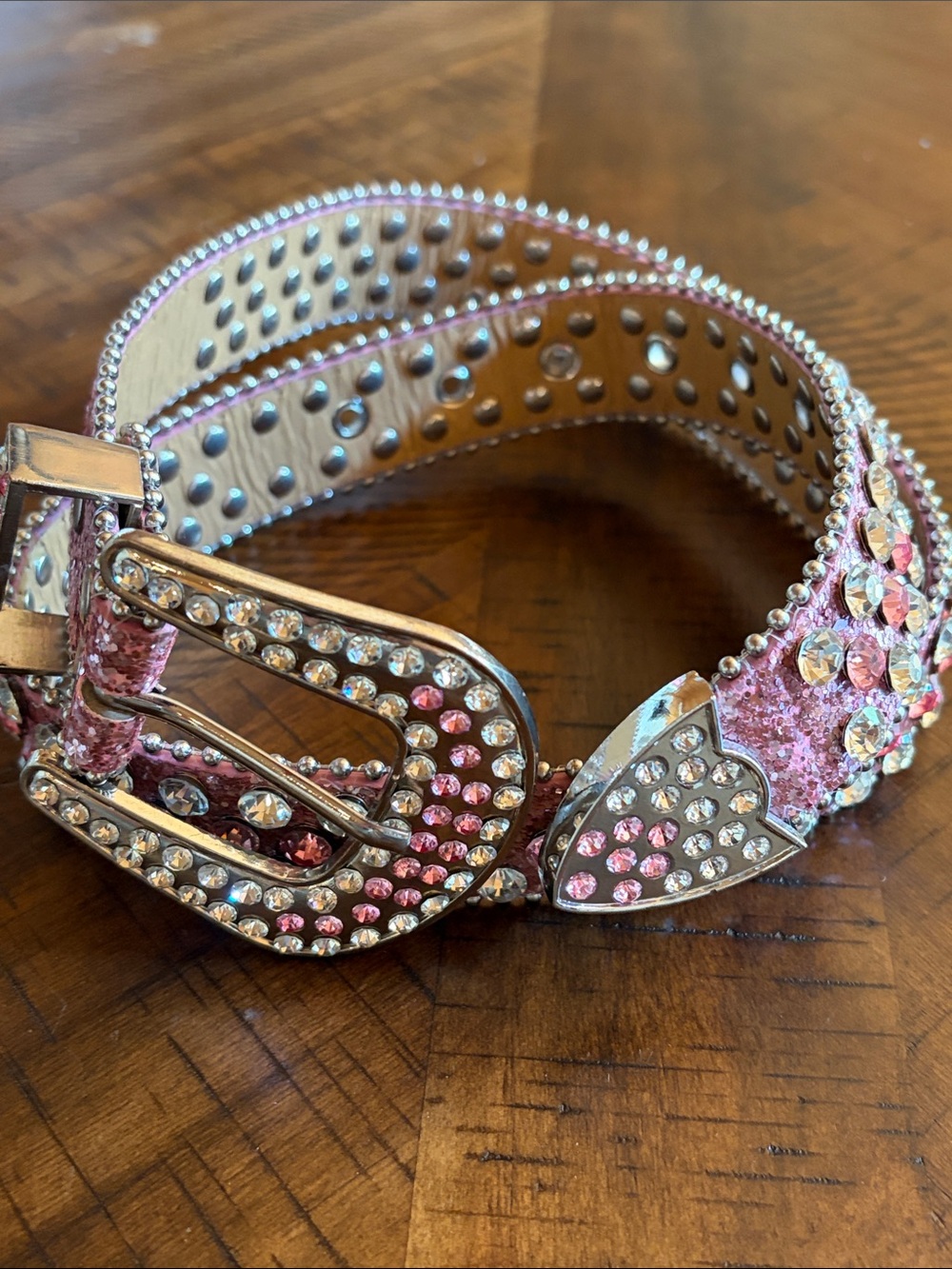 Pink Glitter Western Belt- Bling Cowgirl Rodeo Style - Silver Buckle and Tip